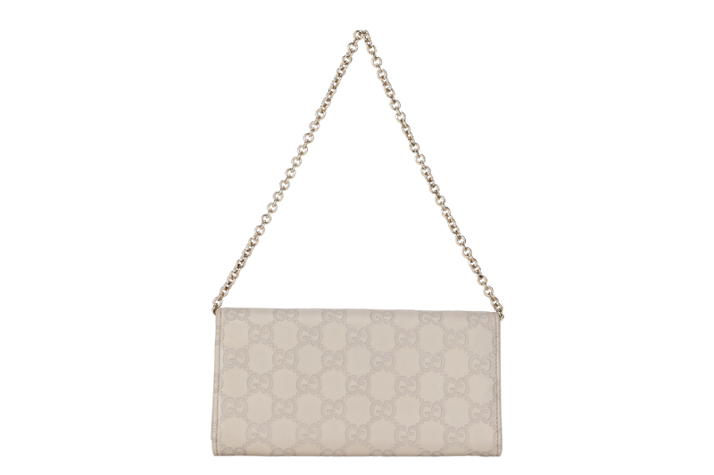 GUCCI 269541 493075 WOC WHITE GUCCISSIMA LEATHER GOLD HARDWARE WITH CHAIN STRAP AND DUST COVER