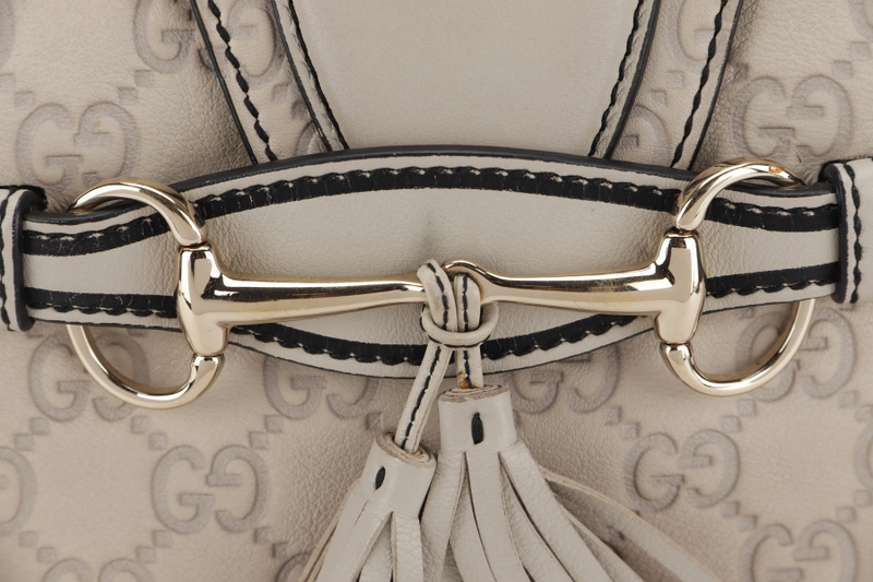 GUCCI 322226 002123 EMILY HOBO WHITE GUCCISSIMA LEATHER GOLD HARDWARE WITH CHAIN STRAP