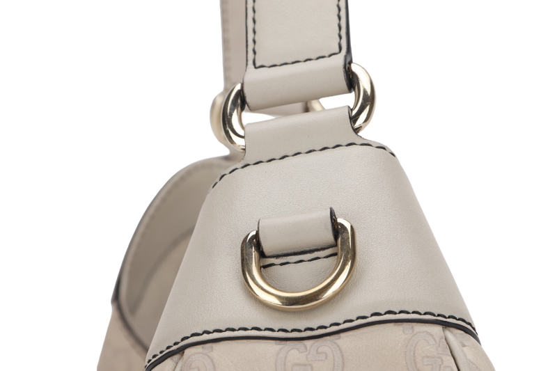 GUCCI 322226 002123 EMILY HOBO WHITE GUCCISSIMA LEATHER GOLD HARDWARE WITH CHAIN STRAP