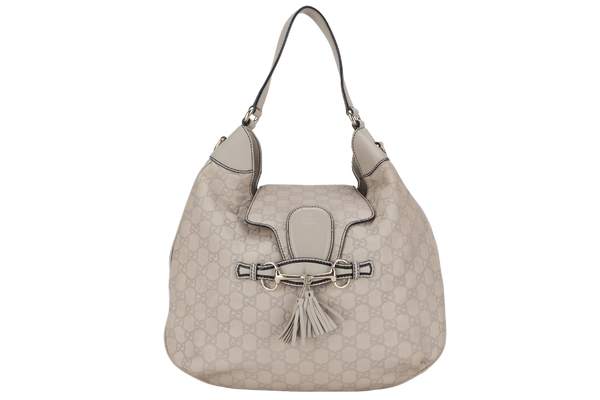 GUCCI 322226 002123 EMILY HOBO WHITE GUCCISSIMA LEATHER GOLD HARDWARE WITH CHAIN STRAP