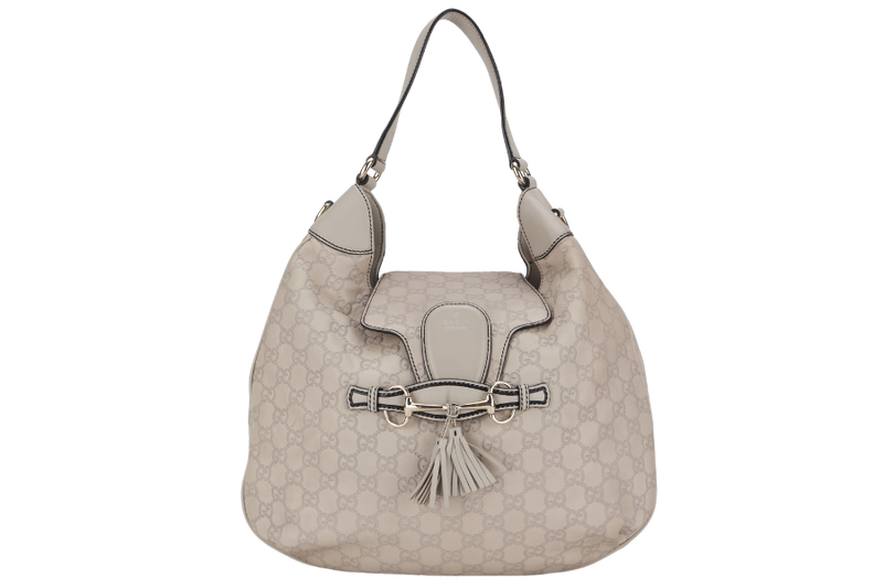 GUCCI 322226 002123 EMILY HOBO WHITE GUCCISSIMA LEATHER GOLD HARDWARE WITH CHAIN STRAP