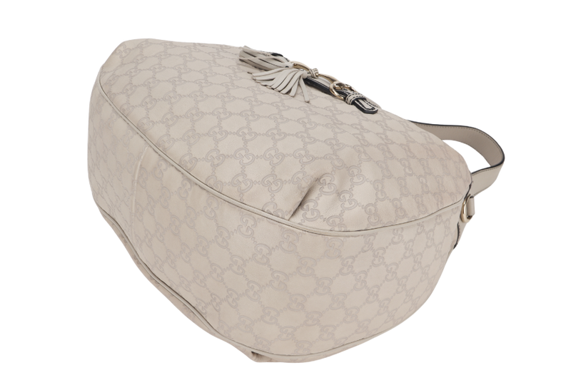 GUCCI 322226 002123 EMILY HOBO WHITE GUCCISSIMA LEATHER GOLD HARDWARE WITH CHAIN STRAP