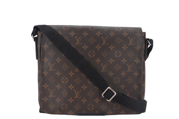 LOUIS VUITTON DISTRICT M40934 MM MONOGRAM MACASSAR CANVAS SILVER HARDWARE WITH BOX