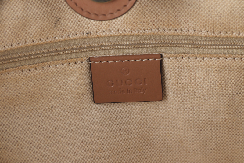 GUCCI SUKEY TOTE BEIGE-BROWN CANVAS GOLD HARDWARE (211944 486628) WITH DUST COVER