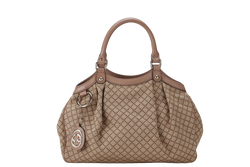 GUCCI SUKEY TOTE BEIGE-BROWN CANVAS GOLD HARDWARE (211944 486628) WITH DUST COVER
