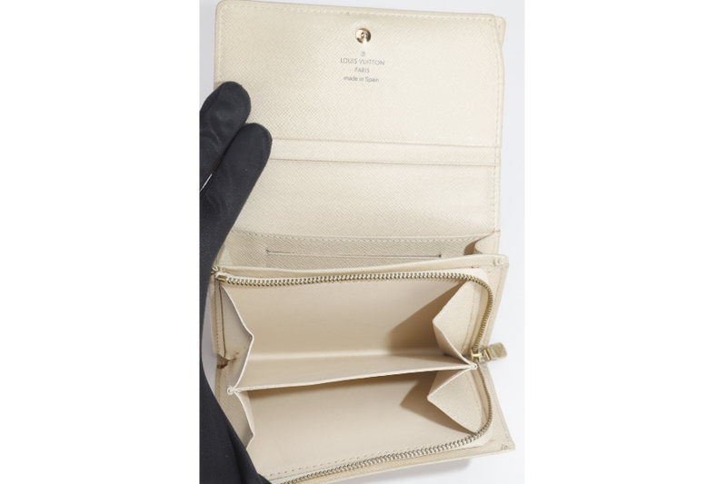 LOUIS VUITTON PORTEFEUILLE TRESOR BI-FOLD WALLET (N61744) DAMIER AZUR CANVAS GOLD HARDWARE WITH BOX