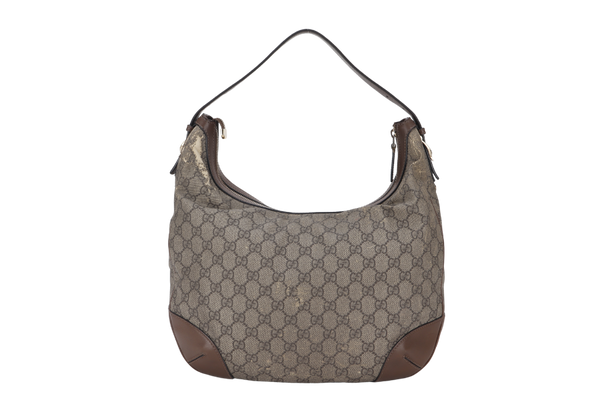 GUCCI HOBO SHOULDER BAG (309618 002123) BROWN GG CANVAS GOLD HARDWARE WITH DUST COVER