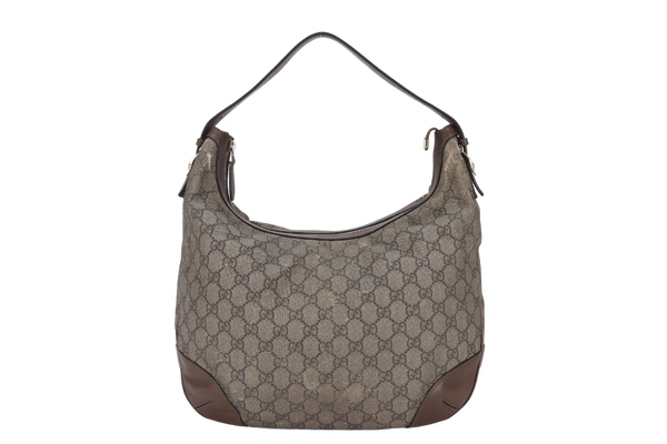 GUCCI HOBO SHOULDER BAG (309618 002123) BROWN GG CANVAS GOLD HARDWARE WITH DUST COVER