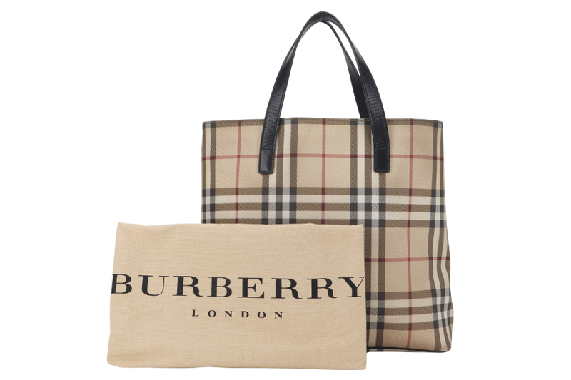 BURBERRY NOVA CHECK TOTE PVC LEATHER BLACK WITH DUST COVER