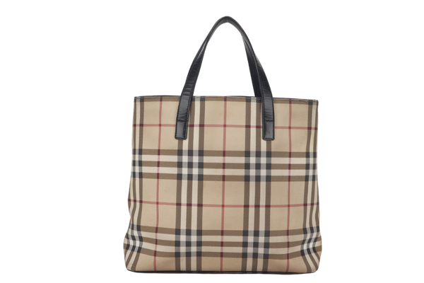 BURBERRY NOVA CHECK TOTE PVC LEATHER BLACK WITH DUST COVER