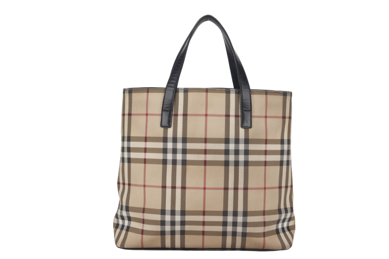 BURBERRY NOVA CHECK TOTE PVC LEATHER BLACK WITH DUST COVER