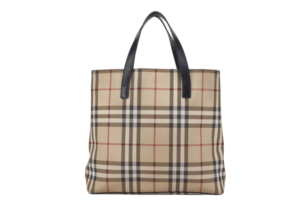 BURBERRY NOVA CHECK TOTE PVC LEATHER BLACK WITH DUST COVER