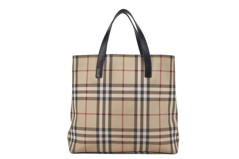 BURBERRY NOVA CHECK TOTE PVC LEATHER BLACK WITH DUST COVER