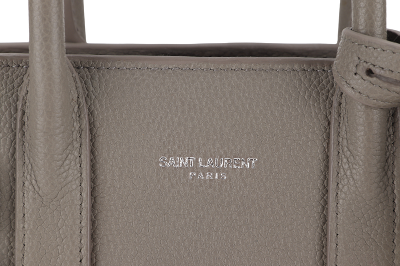 SAINT LAURENT (YSL) NANO SAC DE JOUR GREY GRAINED CALF LEATHER & SILVER HARDWARE WITH STRAP, KEYS&PADLOCK