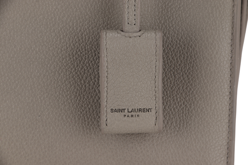 SAINT LAURENT (YSL) NANO SAC DE JOUR GREY GRAINED CALF LEATHER & SILVER HARDWARE WITH STRAP, KEYS&PADLOCK