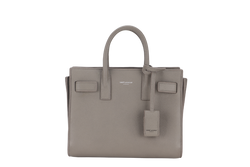 SAINT LAURENT (YSL) NANO SAC DE JOUR GREY GRAINED CALF LEATHER & SILVER HARDWARE WITH STRAP, KEYS&PADLOCK