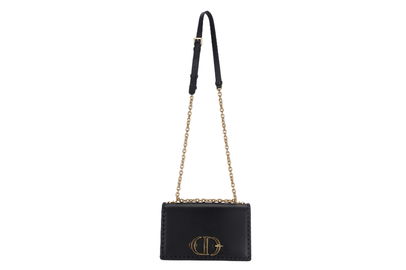 CHRISTIAN DIOR MONTAIGNE BRAIDED 25 BLACK LEATHER GOLD HARDWARE (17-BO-1109) WITH DUST COVER