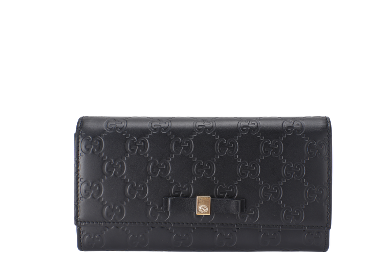 GUCCI LONG WALLET (B388679 2149) BLACK LEATHER GOLD HARDWARE AND NO DUST COVER