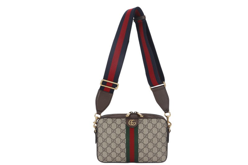 GUCCI GG OPHIDIA SUPREME CROSSBODY CANVAS (699439 527066) GOLD HARDWARE WITH DUST COVER AND BOX