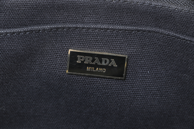 PRADA STUDS CANAPA TOTE GM (BN1877) BLACK CANVAS GOLD HARDWARE WITH CARD NO DUST COVER