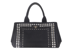 PRADA STUDS CANAPA TOTE GM (BN1877) BLACK CANVAS GOLD HARDWARE WITH CARD NO DUST COVER