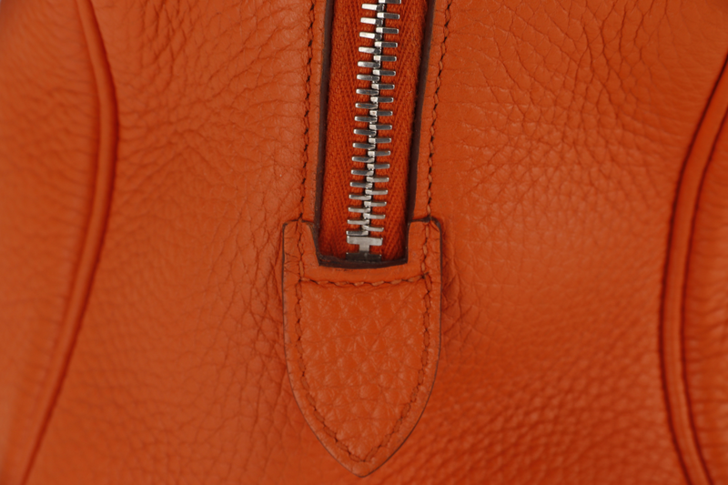 HERMES VICTORIA II 35 ORANGE CLEMENCE LEATHER PALLADIUM HARDWARE STAMP N SQUARE WITH LOCK&KEYS