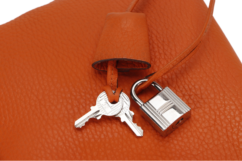 HERMES VICTORIA II 35 ORANGE CLEMENCE LEATHER PALLADIUM HARDWARE STAMP N SQUARE WITH LOCK&KEYS