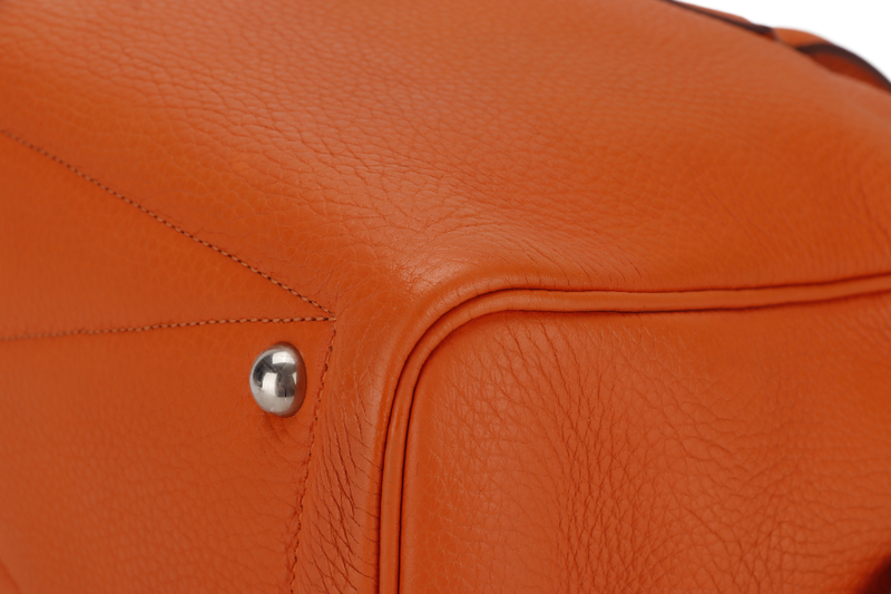 HERMES VICTORIA II 35 ORANGE CLEMENCE LEATHER PALLADIUM HARDWARE STAMP N SQUARE WITH LOCK&KEYS