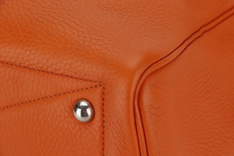 HERMES VICTORIA II 35 ORANGE CLEMENCE LEATHER PALLADIUM HARDWARE STAMP N SQUARE WITH LOCK&KEYS