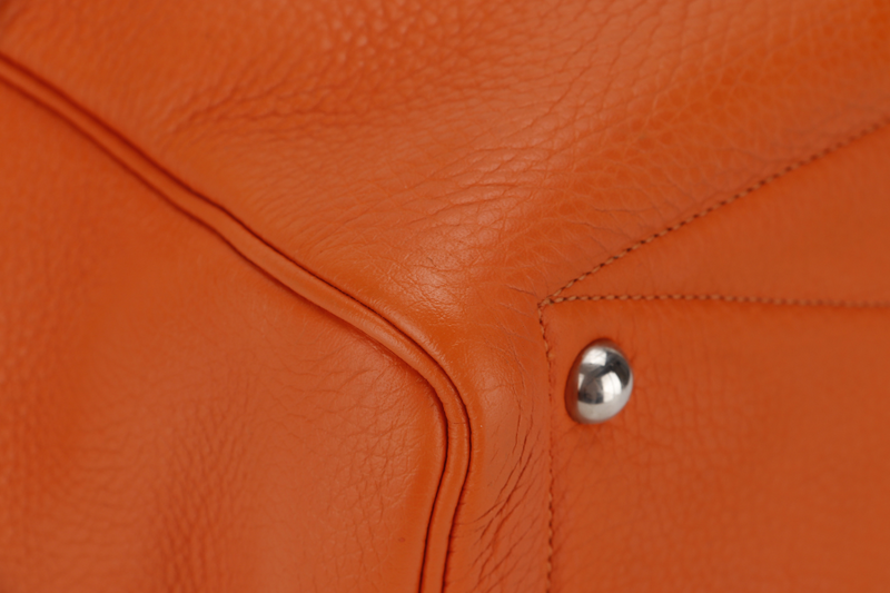 HERMES VICTORIA II 35 ORANGE CLEMENCE LEATHER PALLADIUM HARDWARE STAMP N SQUARE WITH LOCK&KEYS