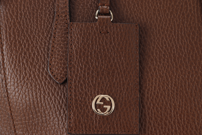 GUCCI SWING MEDIUM (368827 498879) BROWN LEATHER 2WAYS BAG GOLD HARDWARE WITH STRAPS AND DUST COVER