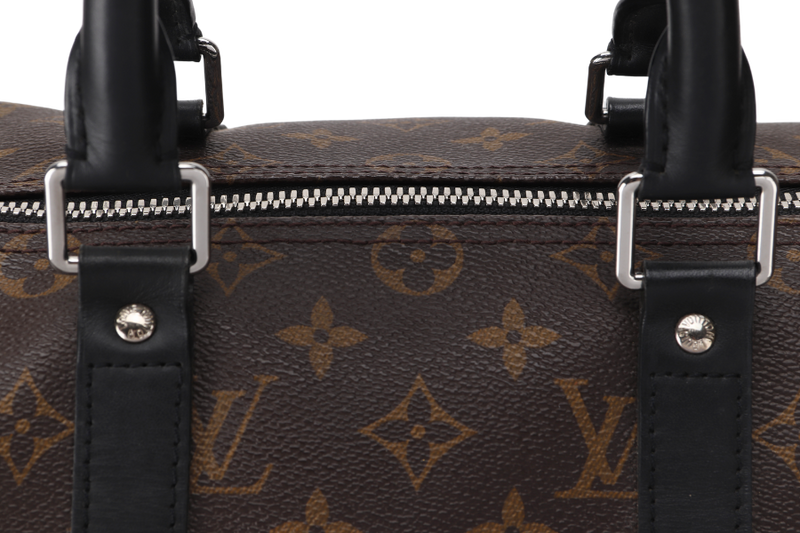 LOUIS VUITTON KEEPALL BANDOULIERE 45 (M56711) MONOGRAM MACASSAR SILVER HARDWARE (NO STRAP) WITH DUST COVER