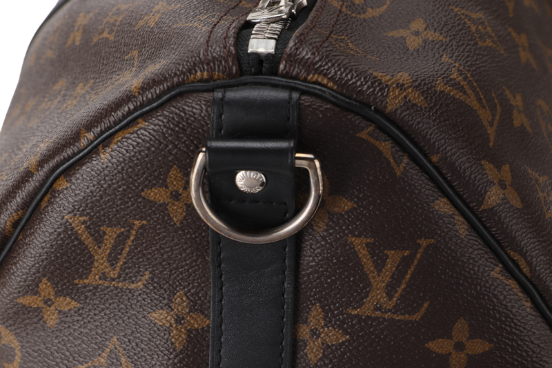 LOUIS VUITTON KEEPALL BANDOULIERE 45 (M56711) MONOGRAM MACASSAR SILVER HARDWARE (NO STRAP) WITH DUST COVER