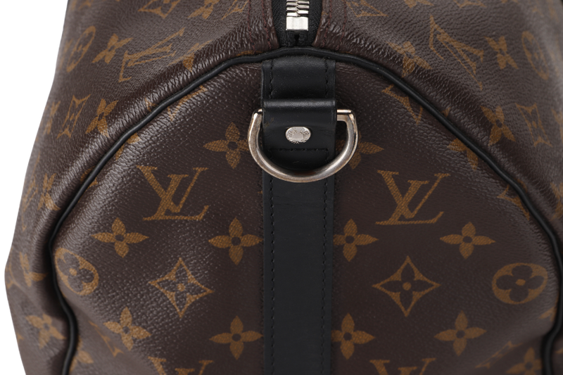 LOUIS VUITTON KEEPALL BANDOULIERE 45 (M56711) MONOGRAM MACASSAR SILVER HARDWARE (NO STRAP) WITH DUST COVER