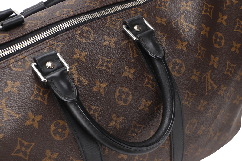 LOUIS VUITTON KEEPALL BANDOULIERE 45 (M56711) MONOGRAM MACASSAR SILVER HARDWARE (NO STRAP) WITH DUST COVER