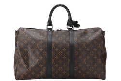 LOUIS VUITTON KEEPALL BANDOULIERE 45 (M56711) MONOGRAM MACASSAR SILVER HARDWARE (NO STRAP) WITH DUST COVER