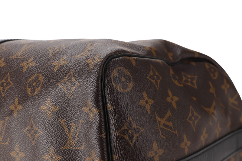 LOUIS VUITTON KEEPALL BANDOULIERE 45 (M56711) MONOGRAM MACASSAR SILVER HARDWARE (NO STRAP) WITH DUST COVER