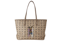 MCM RABBIT TOP ZIP SHOPPER IN VISETOS BEIGE TOTE BAG GOLD HARDWARE NO DUST COVER