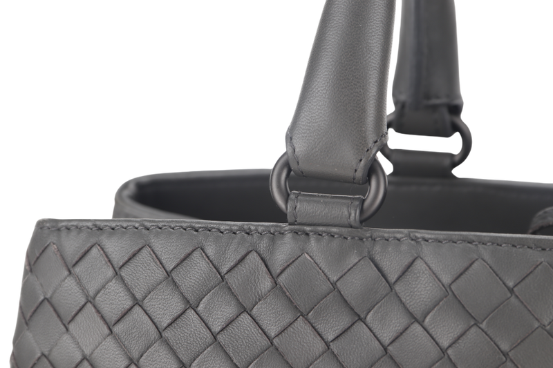 BOTTEGA VENETA MILANO TOTE INTRECCIATO GREY NAPPA LEATHER GOLD HARDWARE (B02282250N) WITH MIRROR AND DUST COVER