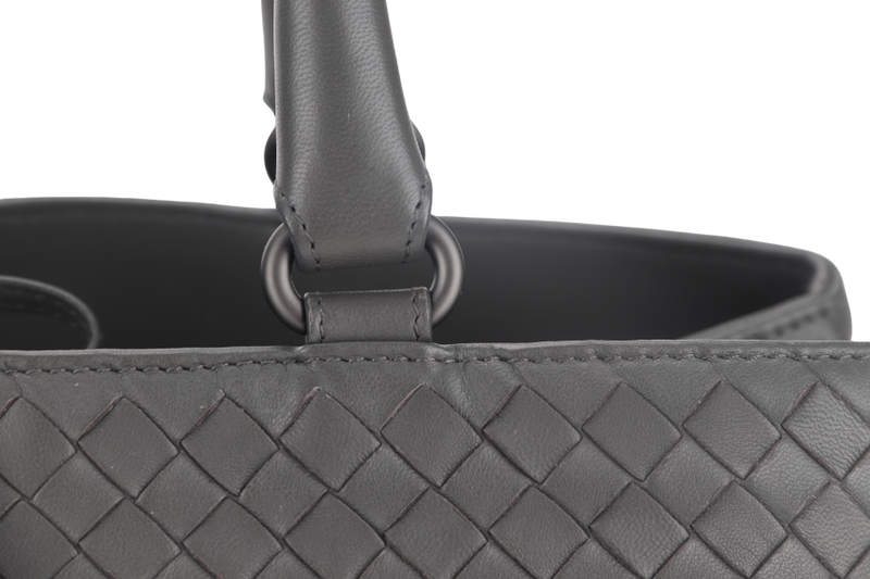 BOTTEGA VENETA MILANO TOTE INTRECCIATO GREY NAPPA LEATHER GOLD HARDWARE (B02282250N) WITH MIRROR AND DUST COVER