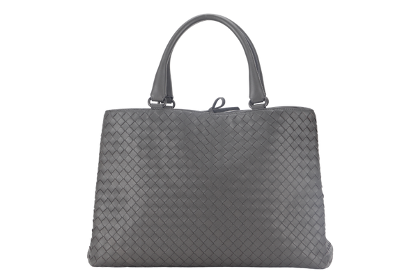 BOTTEGA VENETA MILANO TOTE INTRECCIATO GREY NAPPA LEATHER GOLD HARDWARE (B02282250N) WITH MIRROR AND DUST COVER