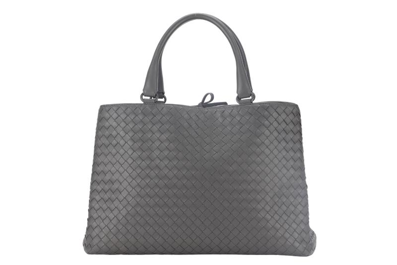 BOTTEGA VENETA MILANO TOTE INTRECCIATO GREY NAPPA LEATHER GOLD HARDWARE (B02282250N) WITH MIRROR AND DUST COVER