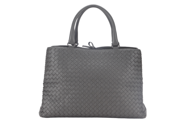 BOTTEGA VENETA MILANO TOTE INTRECCIATO GREY NAPPA LEATHER GOLD HARDWARE (B02282250N) WITH MIRROR AND DUST COVER