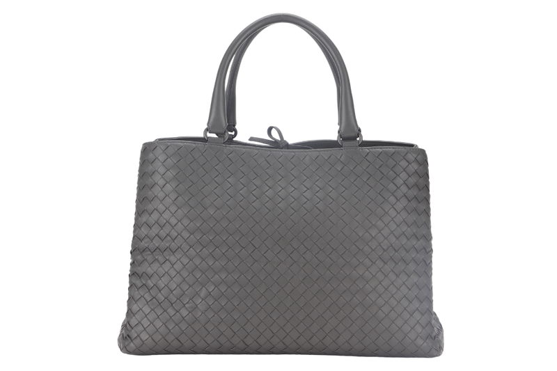 BOTTEGA VENETA MILANO TOTE INTRECCIATO GREY NAPPA LEATHER GOLD HARDWARE (B02282250N) WITH MIRROR AND DUST COVER