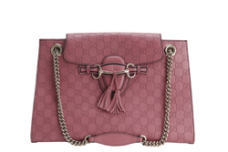 GUCCI EMILY CHAIN SHOULDER BAG (295403 525040 ) LARGE PINK GUCCISSIMA GOLD HARDWARE WITH DUST COVER