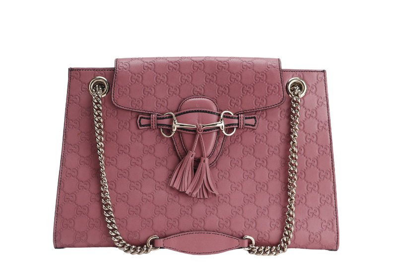 GUCCI EMILY CHAIN SHOULDER BAG (295403 525040 ) LARGE PINK GUCCISSIMA GOLD HARDWARE WITH DUST COVER