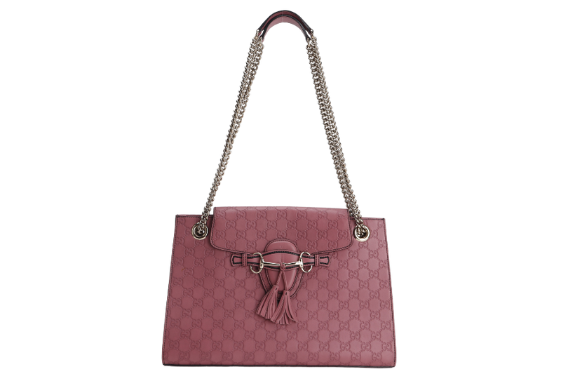 GUCCI EMILY CHAIN SHOULDER BAG (295403 525040 ) LARGE PINK GUCCISSIMA GOLD HARDWARE WITH DUST COVER