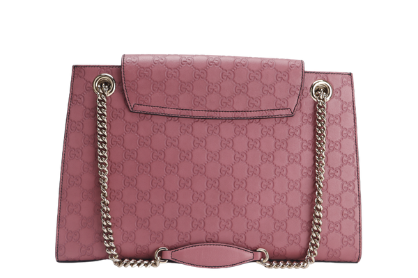 GUCCI EMILY CHAIN SHOULDER BAG (295403 525040 ) LARGE PINK GUCCISSIMA GOLD HARDWARE WITH DUST COVER