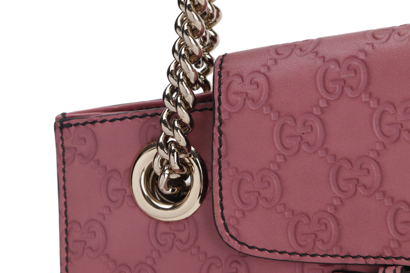 GUCCI EMILY CHAIN SHOULDER BAG (295403 525040 ) LARGE PINK GUCCISSIMA GOLD HARDWARE WITH DUST COVER