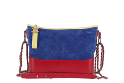 CHANEL GABRIEL HOBO BAG MEDIUM RED,BLUE, YELLOW SUEDE LEATHER GOLD HARDWARE (2424xxxx) WITH DUST COVER AND CARD